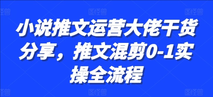 小说推文运营大佬干货分享，推文混剪0-1实操全流程【项目拆解】